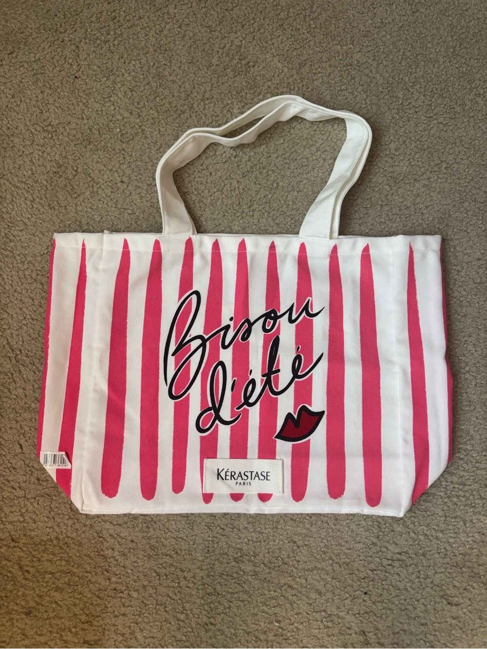 Kerastase Pink & White Striped Canvas Tote